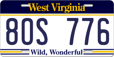 WV license plate 8OS776
