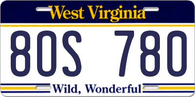 WV license plate 8OS780