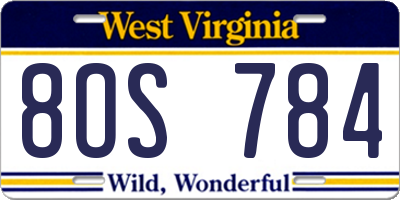 WV license plate 8OS784