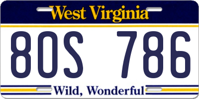 WV license plate 8OS786