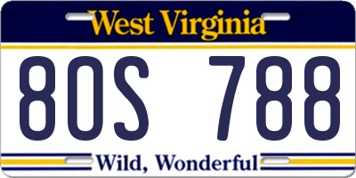 WV license plate 8OS788