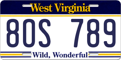 WV license plate 8OS789