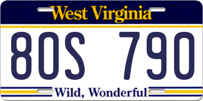 WV license plate 8OS790