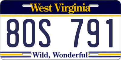 WV license plate 8OS791