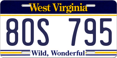 WV license plate 8OS795