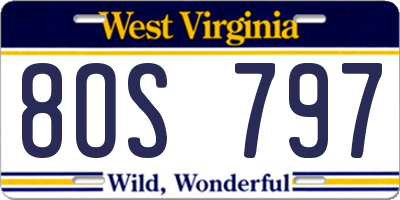 WV license plate 8OS797