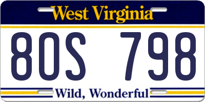 WV license plate 8OS798