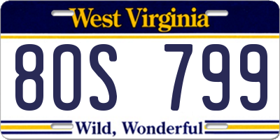 WV license plate 8OS799
