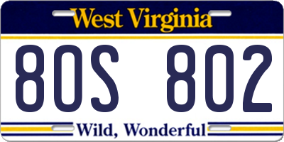 WV license plate 8OS802