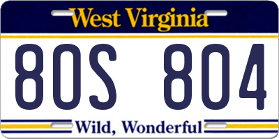 WV license plate 8OS804