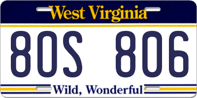 WV license plate 8OS806