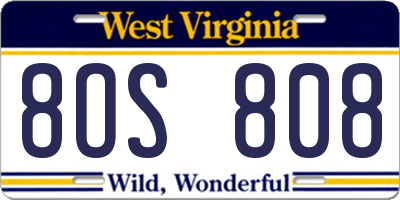 WV license plate 8OS808
