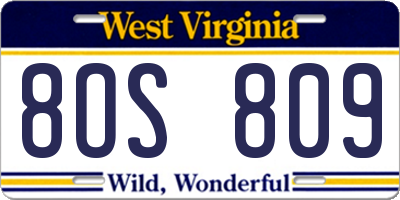 WV license plate 8OS809