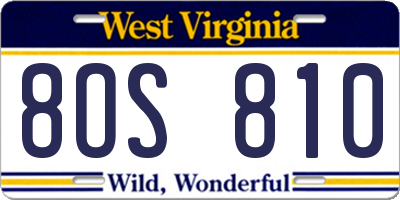 WV license plate 8OS810