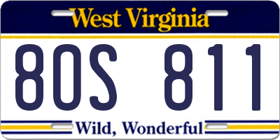 WV license plate 8OS811