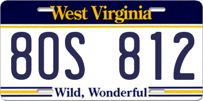 WV license plate 8OS812