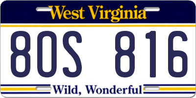 WV license plate 8OS816