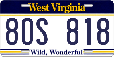 WV license plate 8OS818