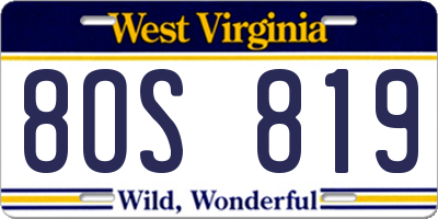 WV license plate 8OS819