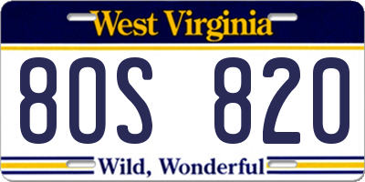 WV license plate 8OS820