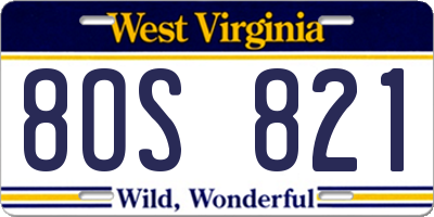WV license plate 8OS821