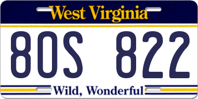 WV license plate 8OS822