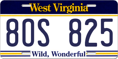WV license plate 8OS825