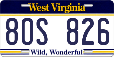 WV license plate 8OS826