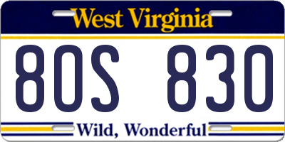 WV license plate 8OS830