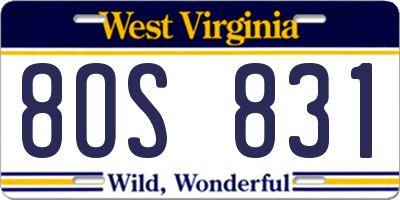 WV license plate 8OS831