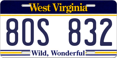WV license plate 8OS832