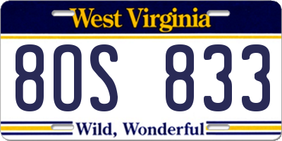 WV license plate 8OS833