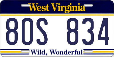 WV license plate 8OS834