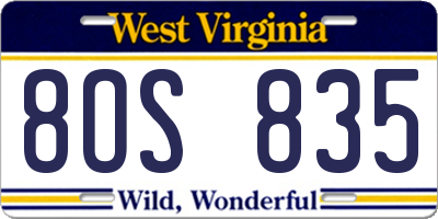 WV license plate 8OS835