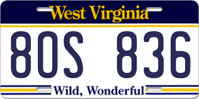 WV license plate 8OS836