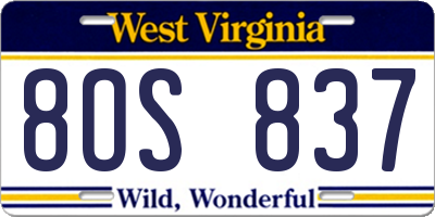 WV license plate 8OS837