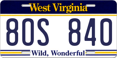 WV license plate 8OS840