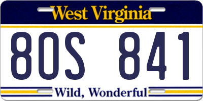 WV license plate 8OS841