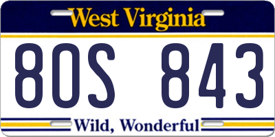 WV license plate 8OS843