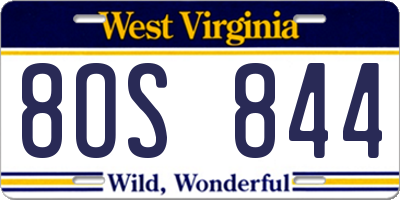 WV license plate 8OS844