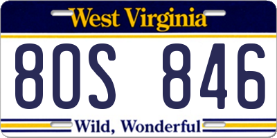 WV license plate 8OS846