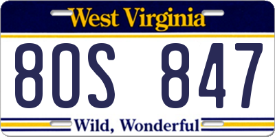 WV license plate 8OS847