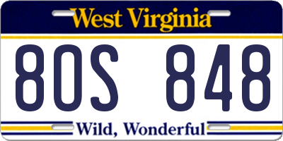 WV license plate 8OS848