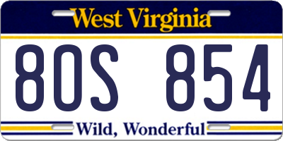 WV license plate 8OS854