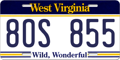 WV license plate 8OS855