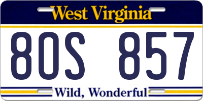 WV license plate 8OS857