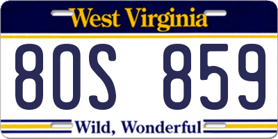 WV license plate 8OS859