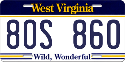 WV license plate 8OS860