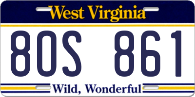 WV license plate 8OS861