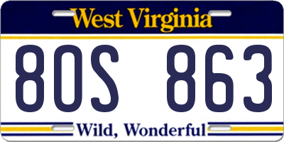 WV license plate 8OS863